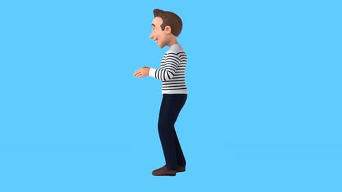 Fun 3D cartoon man dancing (with alpha channel)
