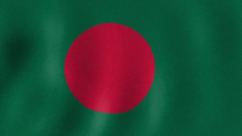 Waving Bangladesh Flag Animation with Realistic Fabric Texture