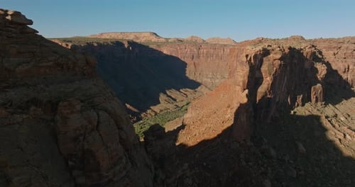 Majestic Aerial Drone View of Rugged Moab Canyon Landscape in USA