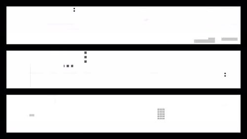 Collage-Kollektion: Glitchscreen-Effekt in einer Schleife, aufgeteilt in 3 rechteckige Rahmen