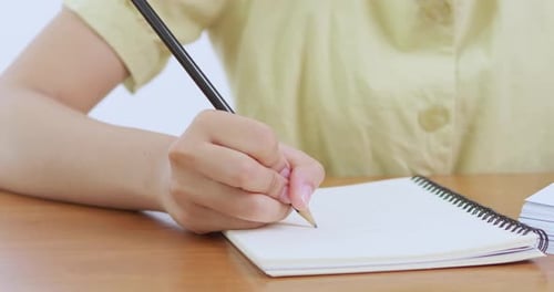 Writing exercise home office personal development calm environment close-up view mindful creativity