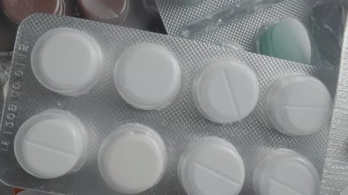 Macro Shot Rotating Blister Pack with Pills and Tablets