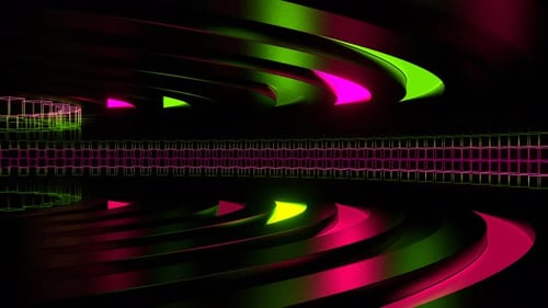 Movement Along The Pink And Lime Neon Ring Background Vj Loop In 4K