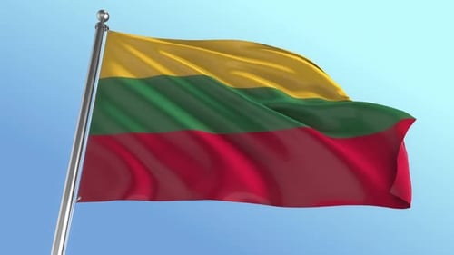Realistic Waving Flag of Lithuania on Blue Sky