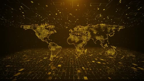 Future de la technologie Cyber Space Globe, matrice numérique, environnement cyberspatial, arrière-plan bleu numérique