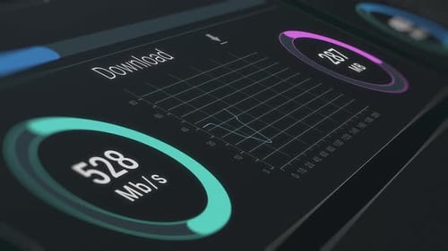 Animated Digital Dashboard Displaying Internet Download Speed Data