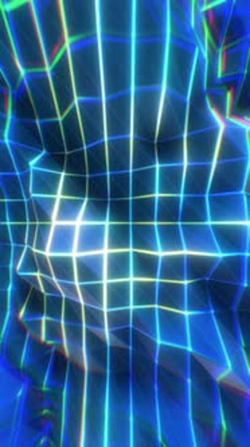 Polygon Pulsing Vertical Grid With Glowing Lines