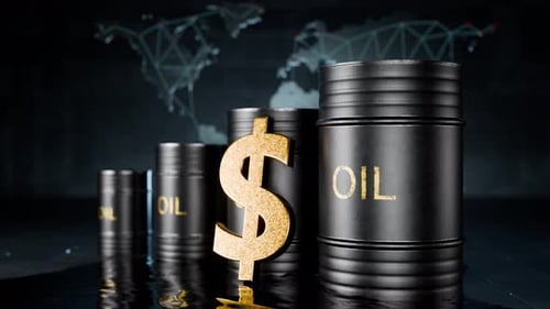 Oil Price Increase Animation with Golden Dollar Sign