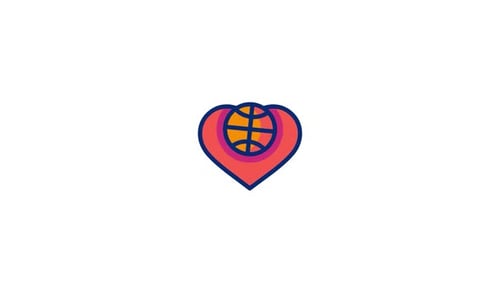 Pulsing Basketball Heart Icon Flat Design