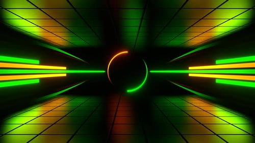 Green And Orange Neon Energy Center Background Vj Loop l 4K