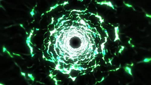 Tunnel numérique futuriste ou voyage dans le temps et dans l'espace. Tunnel lumineux, vitesse de distorsion, vortex. Numérique