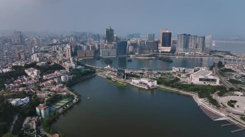 Panorama Of The Whole Of Macau With Large Buildings