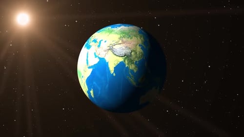 Earth With Sun And Stars
