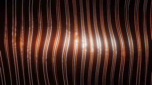 Orange On Black Abstract Neon Glowing Moving Wavy Lines Background Vj Loop Animation In HD