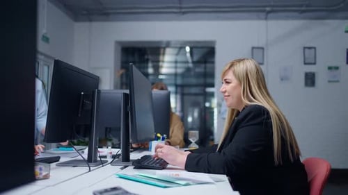 Busy Office Workers Team Of Professionals Working In Modern Company Women Employees And Boss