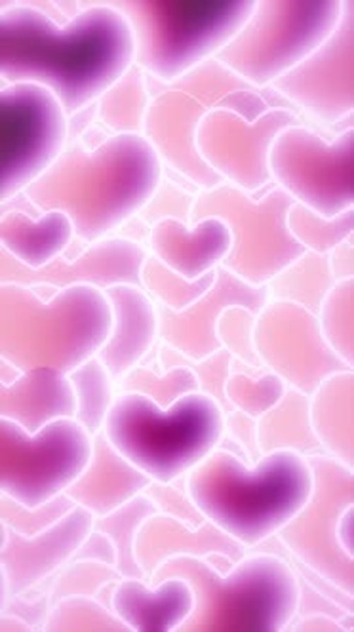 Glowing Pink and Purple Hearts Animated Looping Background