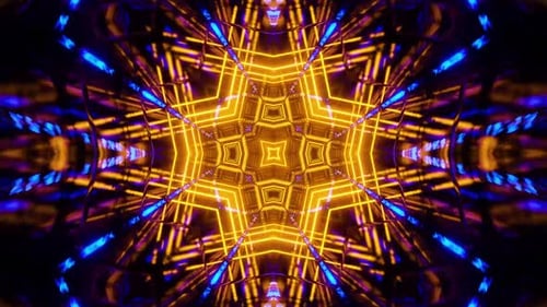 Flying in a tunnel with flashing yellow fluorescent lights