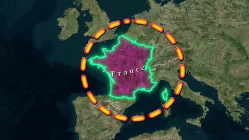 Animated Map of France with Glowing Outline and Zoom