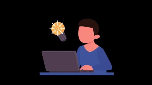 2D Character Business Idea Animation HD On Alpha