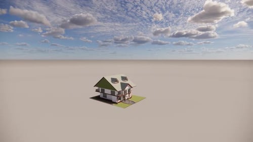 Petite maison avec panneaux solaires sur le toit