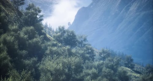Lush Green Mountains and Misty Valleys Create a Breathtaking Landscape