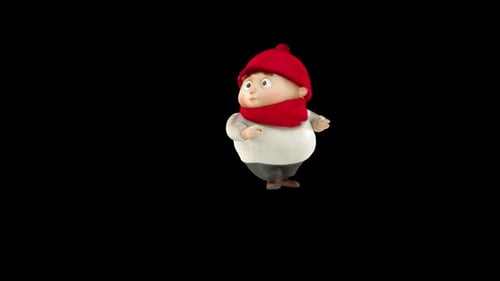 Cute 3D Animated Character Walking in Winter Attire Loop