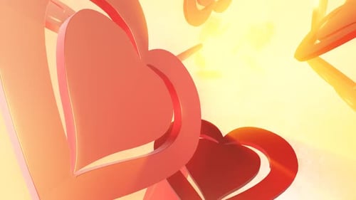 3D Red Hearts Flying Up Romantic Background Loop