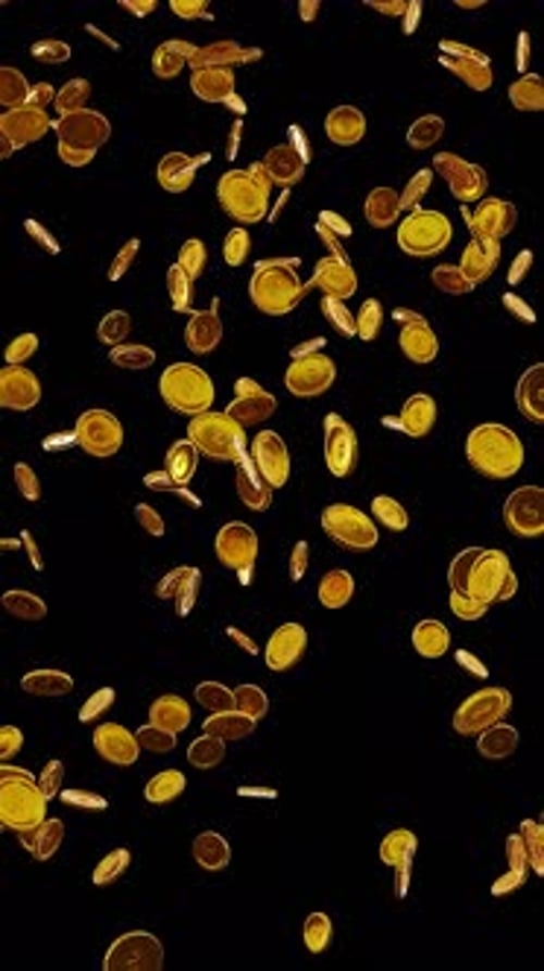 Animated Falling Golden Coins on Transparent Background