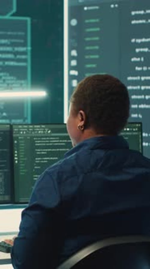 Vertical Video Cyber Security Experts Team Working on Encryption and IT Security
