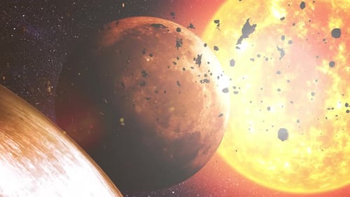UFO near Mars and the Sun