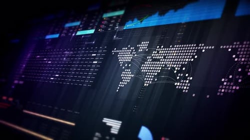 Futuristic financial trading dashboard motion background 30