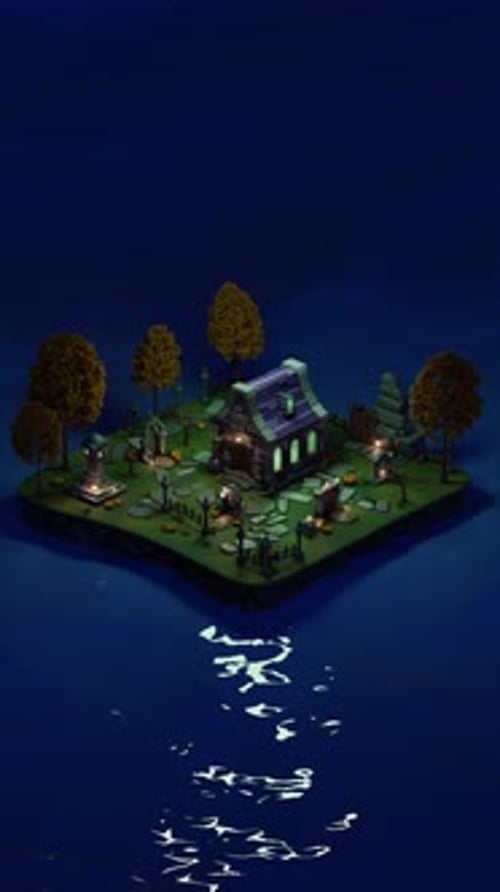 Animación isométrica 3D del bucle del cementerio