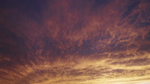 Timelapse Vibrant Sunset Sky with Golden and Purple Clouds