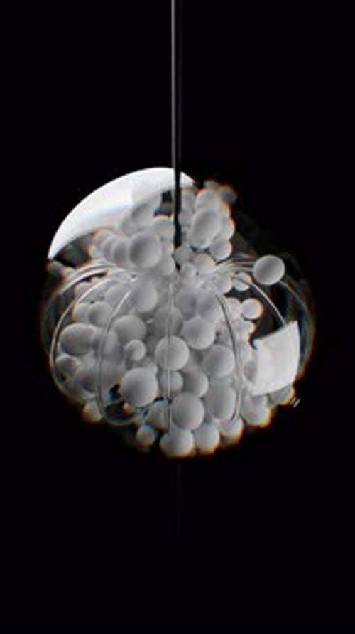 3D-Schleifenformen-Animation mit weißen Kugeln