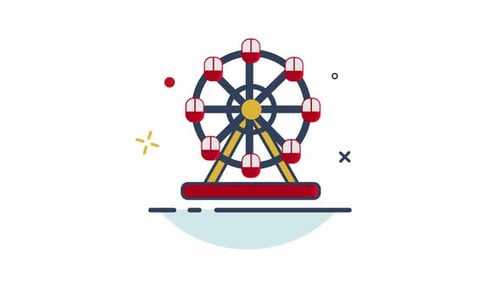 Animated Flat Design Ferris Wheel Icon