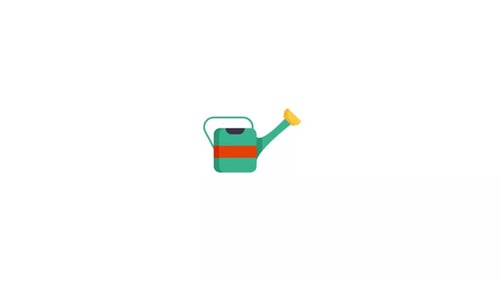 Animated Flat Design Watering Can Pouring Water