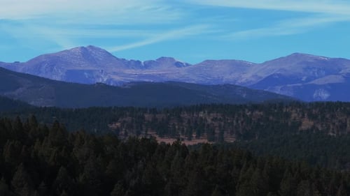 Denver Colorado Mount Blue Sky Mt Evans fourteener prominent peak fall autumn aerial drone Pine Coni