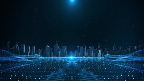 Digital City Landscape Futuristic Technology Grid Advanced Futuristic City Glowing Network Grid Data