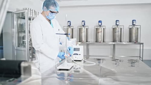 Technicians Conducting Scientific Research in Modern Laboratory