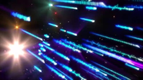 Abstract Dynamic Neon Light Particles Streaking Background