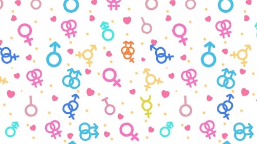 Colorful Diverse Gender Symbols Seamless Pattern Animation