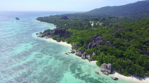 Africa Indian ocean Seychelles La Digue Anse Source d'Argent Beach Drone Shooting