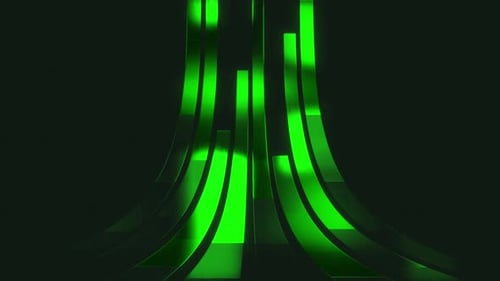 Looping Metalic Curve Lines Background Green 4K