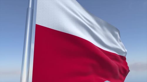 Realistic Poland Flag Waving Seamless Loop Animation