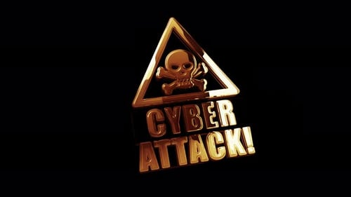 Golden 3D Cyber Attack Warning Sign Loop Animation