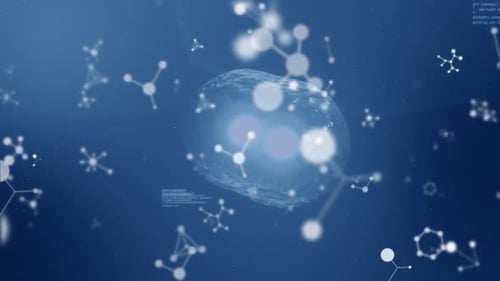 Animation of medical data processing, molecules and chemical compound structures