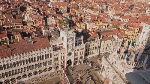 Beautiful Aerial View of the Sunset Over Venice St Marco Square in Italy