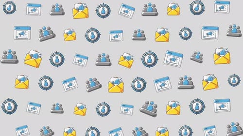 Animated Marketing and Communication Icons Repeating Background Pattern