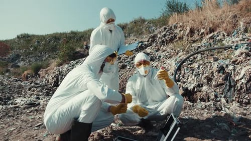 Researchers Analyzing Waste at Contaminated Landfill