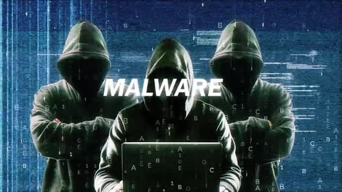 Malware On Hack Screen And Data Matrix Simulation With Futuristic Hud Screen